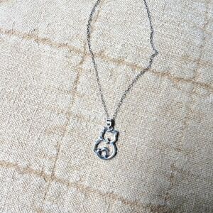 Sterling Silver Cat Kitten Heart Pendant Necklace Women Cute Charm Jewelry‎